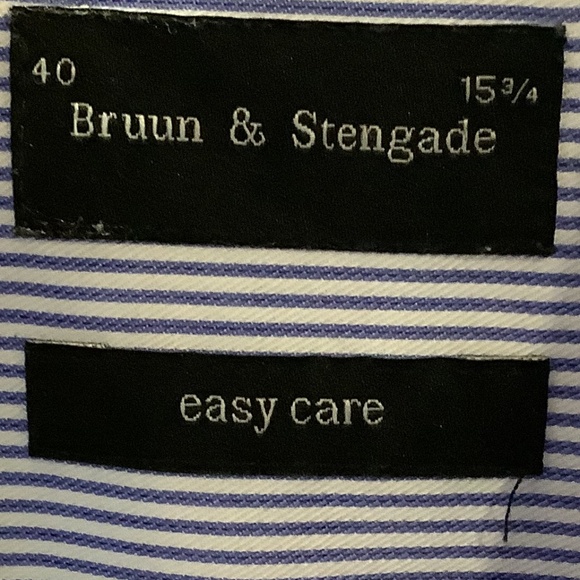 Bruun & Stengade button down dress shirt, blue and white stripe, size 40 - Picture 3 of 4